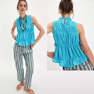 Free People Blue Cinch Me Top Size S